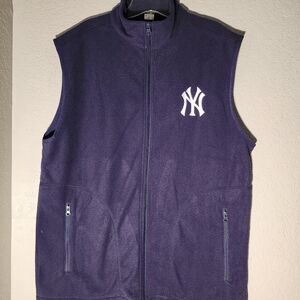 Navy Blue Fleece Vest with New York Yankees Logo